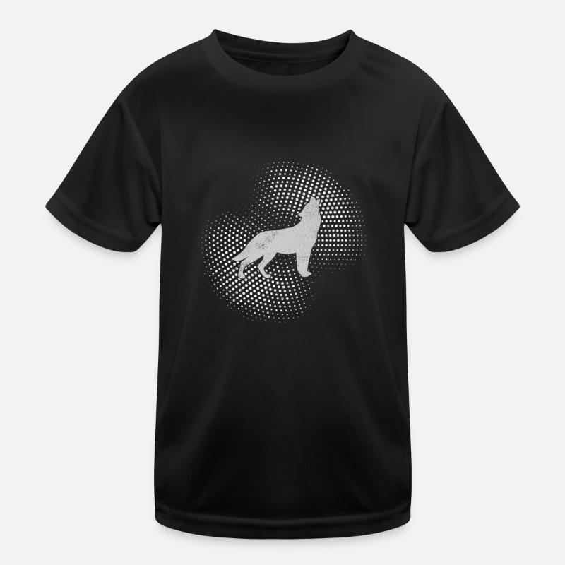 wolf - Kinder Funktions-T-Shirt - Schwarz