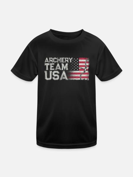 Archery Bow Archer Vintage Usa - Kinder Funktions-T-Shirt - Schwarz - Vorne