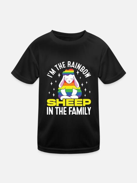 I'm The Rainbow Sheep In The Family Lesbian Love G - Kinder Funktions-T-Shirt - Schwarz - Vorne