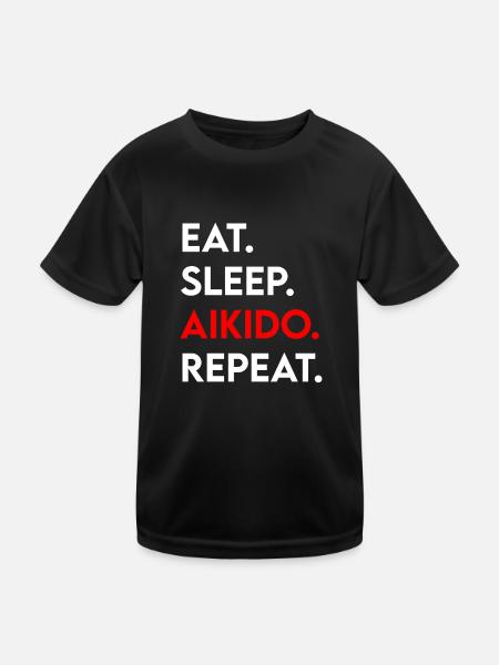 manger du sommeil aïkido répéter - T-shirt sport Enfant - noir - Devant