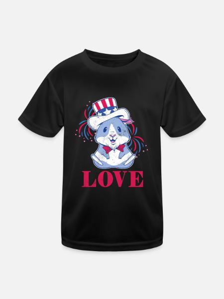 Love America Cochon Américain Guinée USA 4 juillet - T-shirt sport Enfant - noir - Devant
