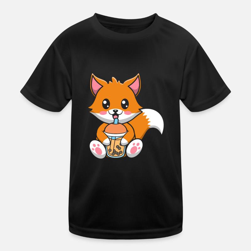 Bubble Milk Tea Fox drinks Boba milk tea Kids Functional T-Shirt