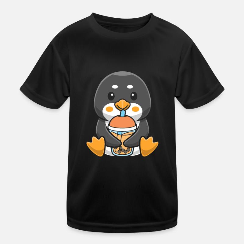 Bubble Milk Tea Penguin drinks Boba Milk Tea Kids Functional T-Shirt