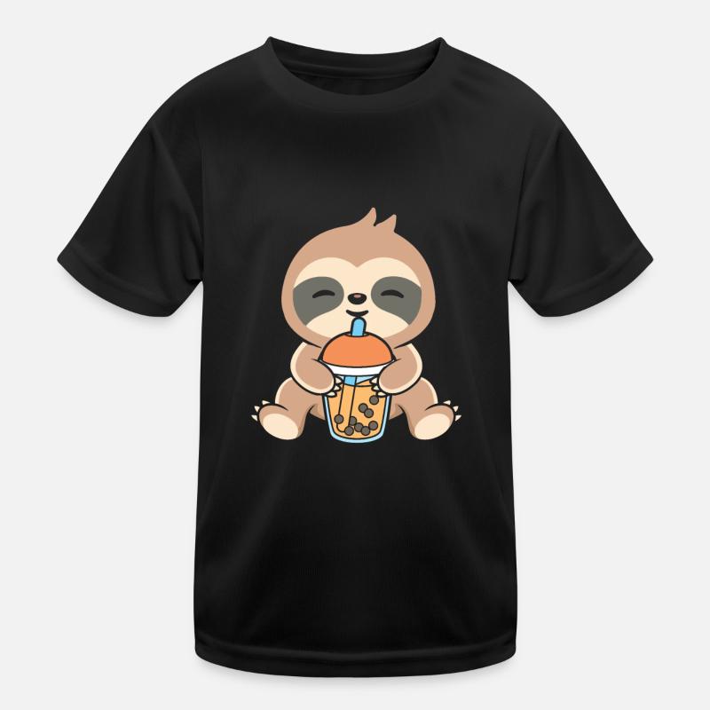 Bubble Milk Tea Sloth drinks Boba milk tea Kids Functional T-Shirt