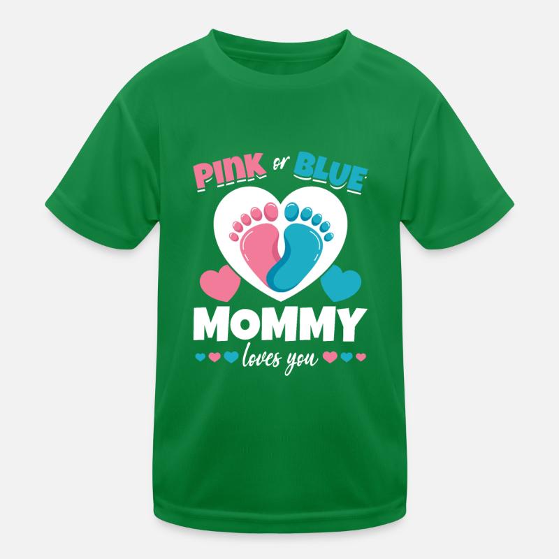 Rosa oder Blau Mama liebt dich Babyparty Kinder Funktions-T-Shirt