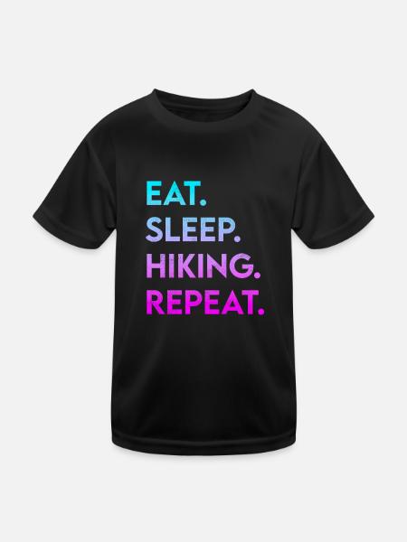 Eating Sleep Hiking - Kids Functional T-Shirt - black - Front