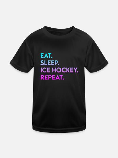 manger dormir hockey sur glace répéter - T-shirt sport Enfant - noir - Devant