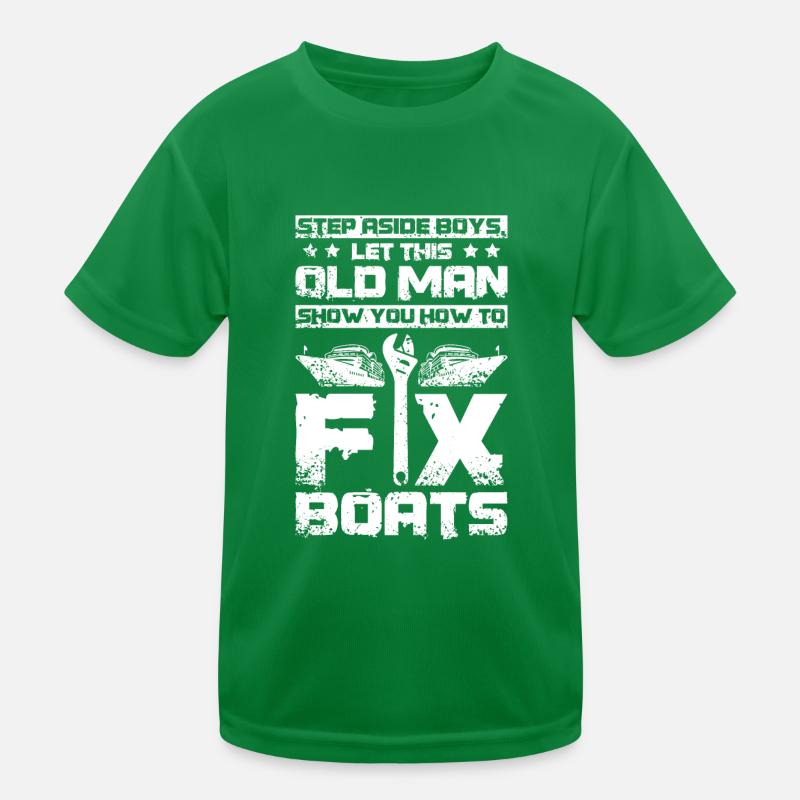 Old man fix boats Kids Functional T-Shirt