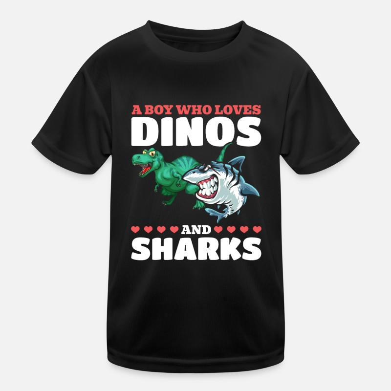 Dinosaurier Great White Shark Ein Junge, der Dinos Kinder Funktions-T-Shirt