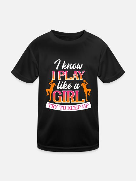 Play Basketball like a Girl Basketballer - Kinder Funktions-T-Shirt - Schwarz - Vorne