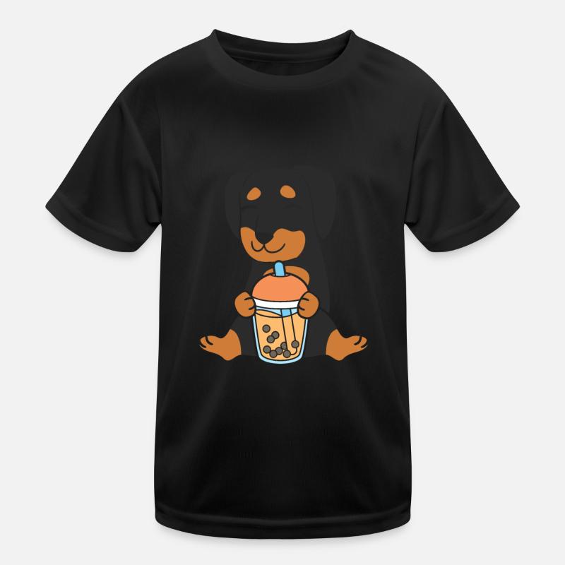 Bubble Milk Tea Dackel Hund trinkt Boba Milchtee Kinder Funktions-T-Shirt