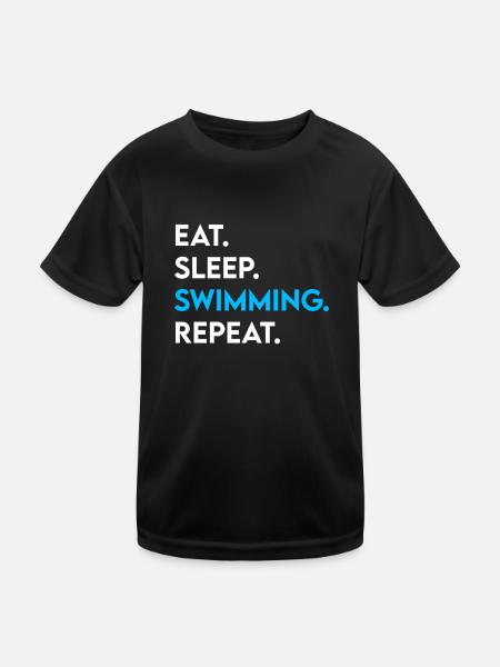 manger dormir nager répéter - T-shirt sport Enfant - noir - Devant