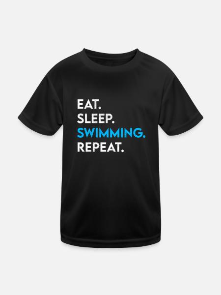 manger dormir nager répéter - T-shirt sport Enfant - noir - Devant