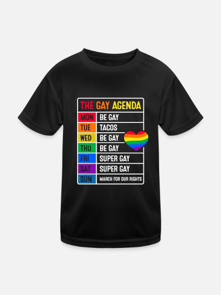 The Gay Agenda Be Gay Pride Bisexual Love Rainbow - Kinder Funktions-T-Shirt - Schwarz - Vorne