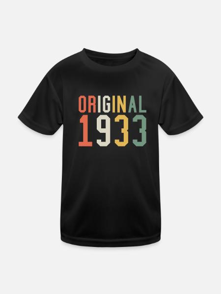 Original 1933 - Kinder Funktions-T-Shirt - Schwarz - Vorne