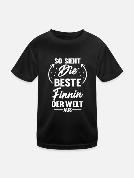Finnland Finnin Finnisches - Kinder Funktions-T-Shirt - Schwarz - Vorne