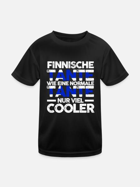 Finnin Tante Finnland - Kinder Funktions-T-Shirt - Schwarz - Vorne
