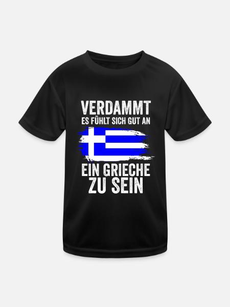 Griechenland Grieche Griechisches - Kinder Funktions-T-Shirt - Schwarz - Vorne
