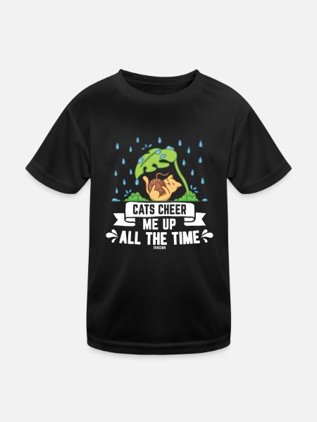 Stubentiger Raindrops Cat Meow - Kids Functional T-Shirt - black - Front