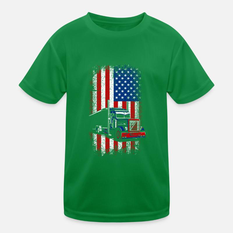 Drapeau américain Chauffeur de camion T-shirt sport Enfant
