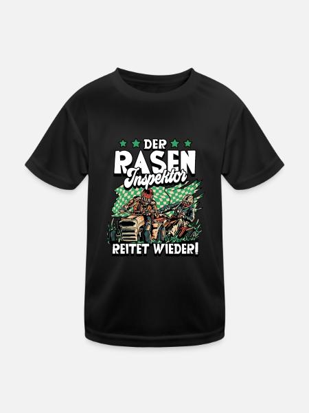 Der Rasen Inspektor Garten Gärtner - Kinder Funktions-T-Shirt - Schwarz - Vorne