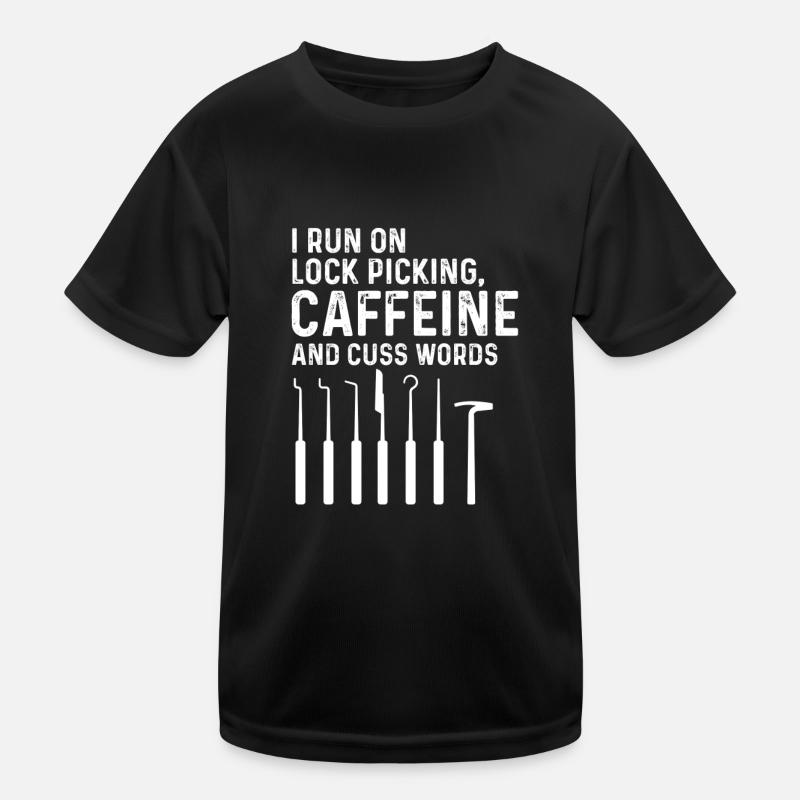 Lock picking coffee and swear words design Kids Functional T-Shirt