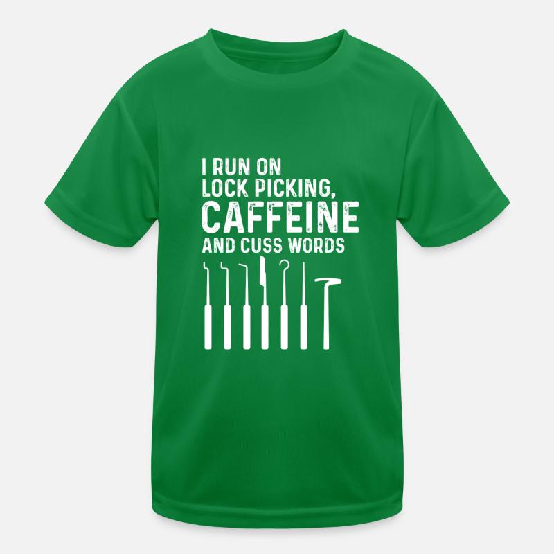 Lock picking Kaffee und Schimpfwörter Design Kinder Funktions-T-Shirt