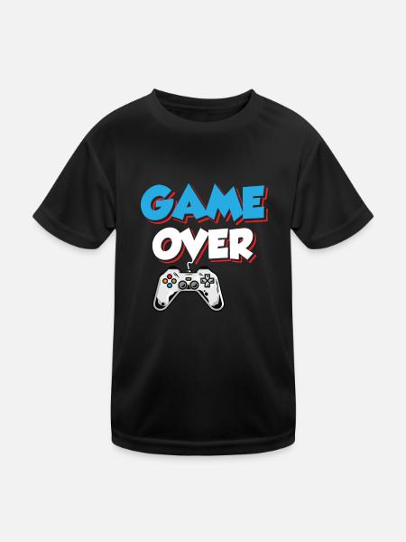 Game Over Play Again Yes No Video Game Player Gami - Kinder Funktions-T-Shirt - Schwarz - Vorne