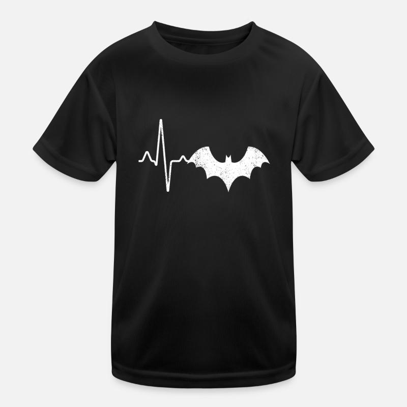 Fledermaus Herzschlag - Kinder Funktions-T-Shirt - Schwarz