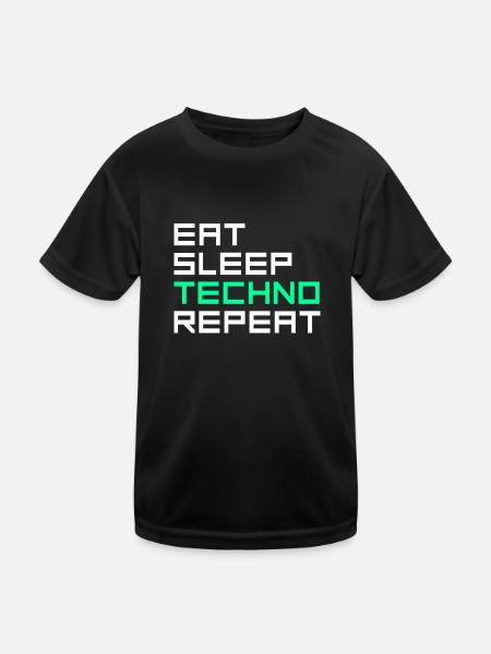 manger du sommeil techno répéter - T-shirt sport Enfant - noir - Devant
