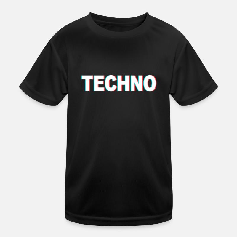 Techno - Kinder Funktions-T-Shirt - Schwarz