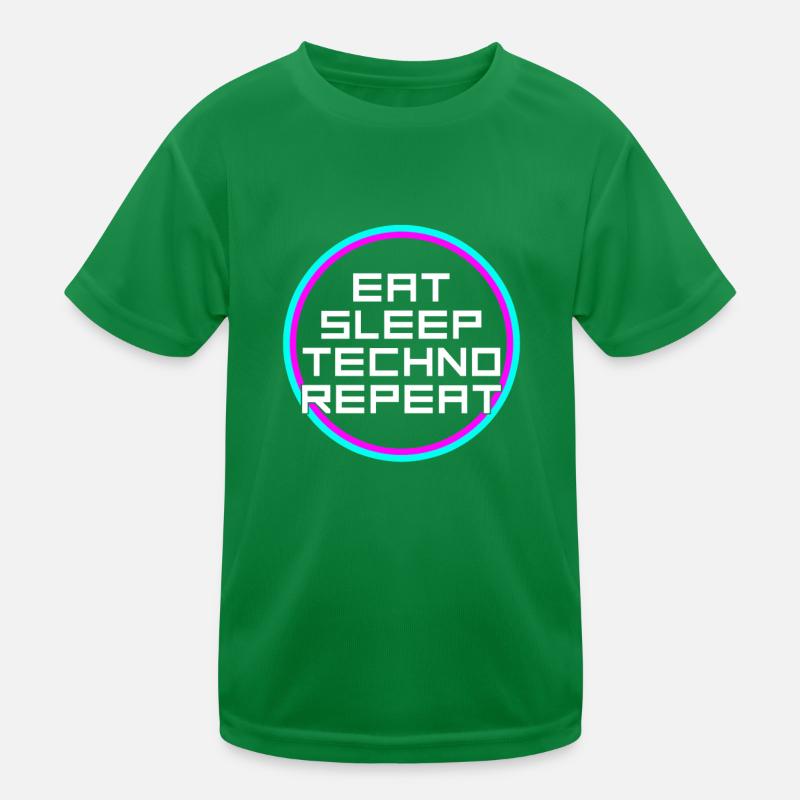 eat sleep techno repeat Kinder Funktions-T-Shirt