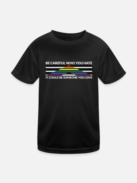 Vorsicht, Wer Hasst - LGBTQ Straight Ally - Kinder Funktions-T-Shirt - Schwarz - Vorne