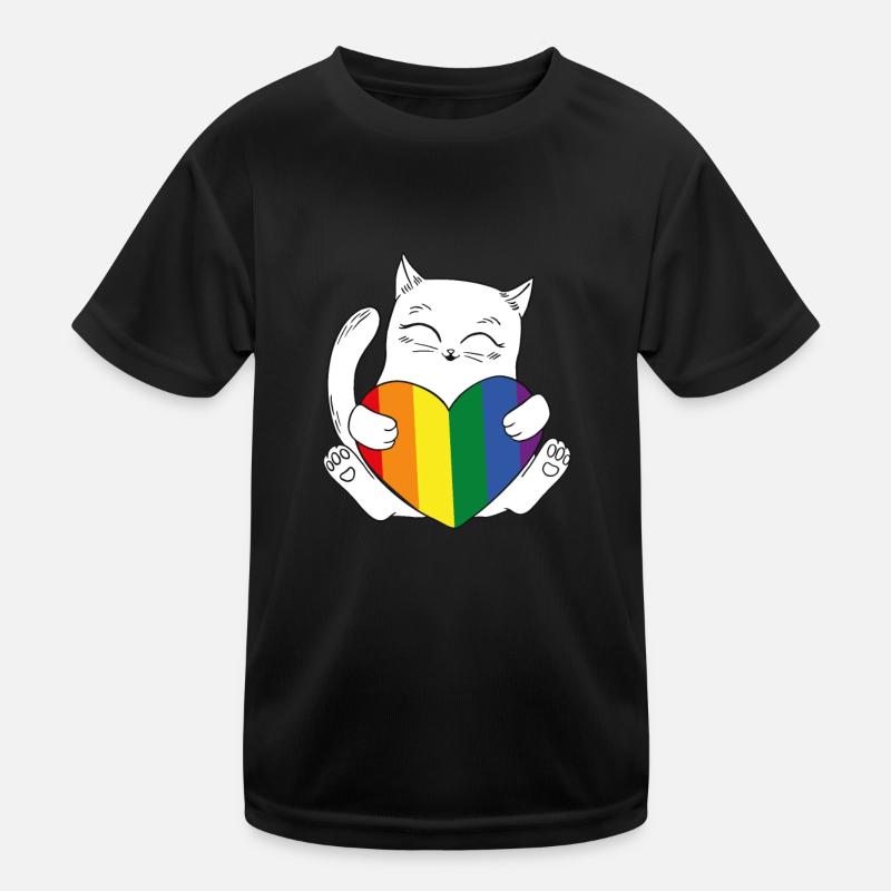 Katze Regenbogen LGBT Kinder Funktions-T-Shirt