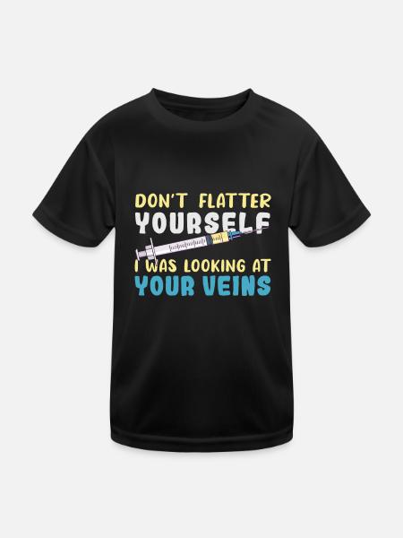 Don't Flatter Yourself I Was Looking At Your Veins - Kinder Funktions-T-Shirt - Schwarz - Vorne