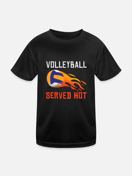 Volleyball Served Hot - Kinder Funktions-T-Shirt - Schwarz - Vorne