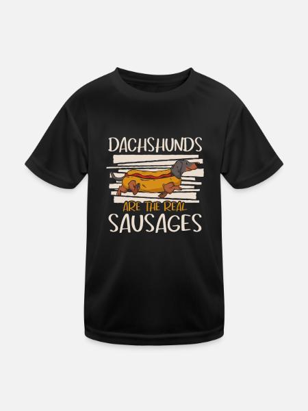 Dachshunds Are The Real Sausages Hunderasse Dackel - Kinder Funktions-T-Shirt - Schwarz - Vorne