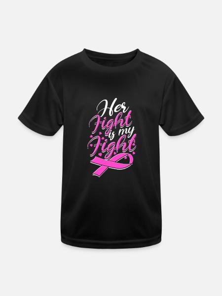Son combat est mon combat - combattant du cancer du sein - T-shirt sport Enfant - noir - Devant