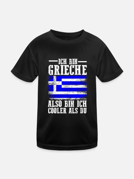 Griechenland Grieche Griechisches - Kinder Funktions-T-Shirt - Schwarz - Vorne