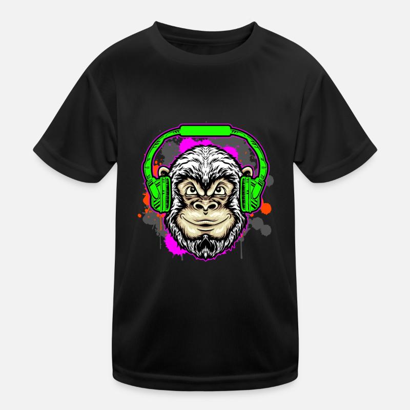 Monkey DJ mit Kopfhörer und Sonnenbrille Geschenki Kinder Funktions-T-Shirt