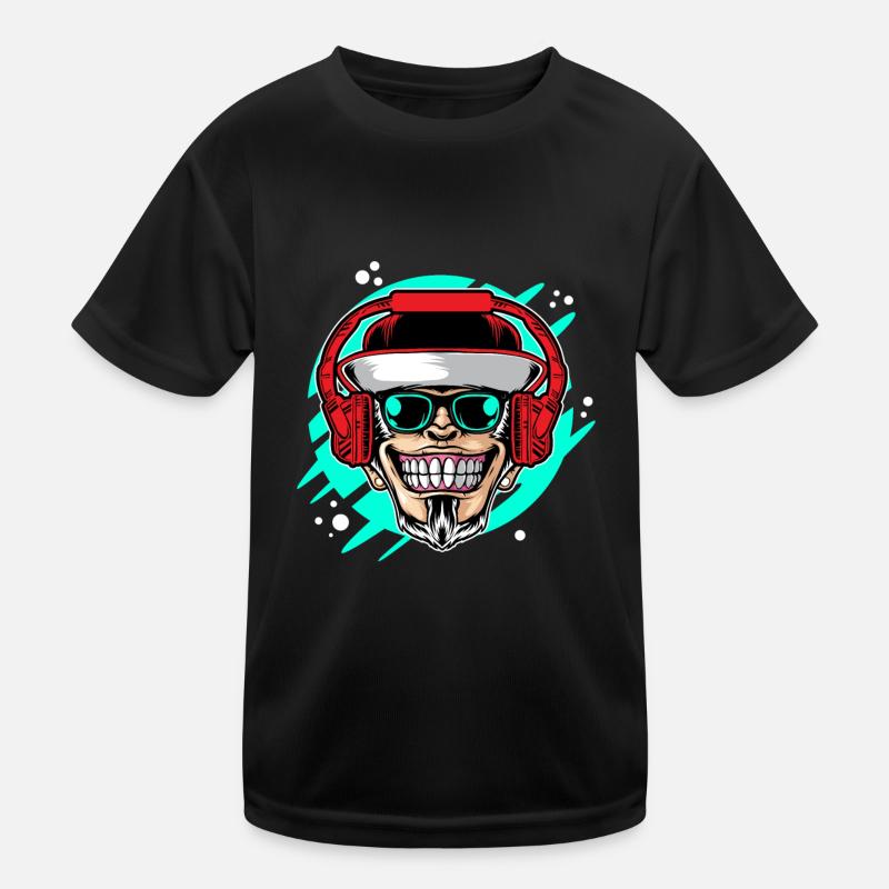 Monkey DJ mit Kopfhörer & Sonnenbrille Geschenkide Kinder Funktions-T-Shirt