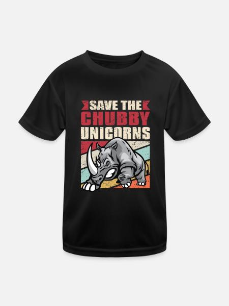 Save The Chubby Unicorns Shirt Vintage I Nashorn G - Kinder Funktions-T-Shirt - Schwarz - Vorne