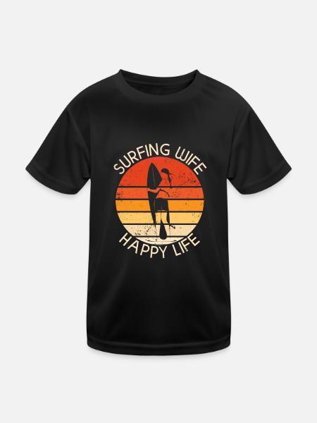 Surf femme Happy Life Wellenreiten Surfen Surfer - T-shirt sport Enfant - noir - Devant