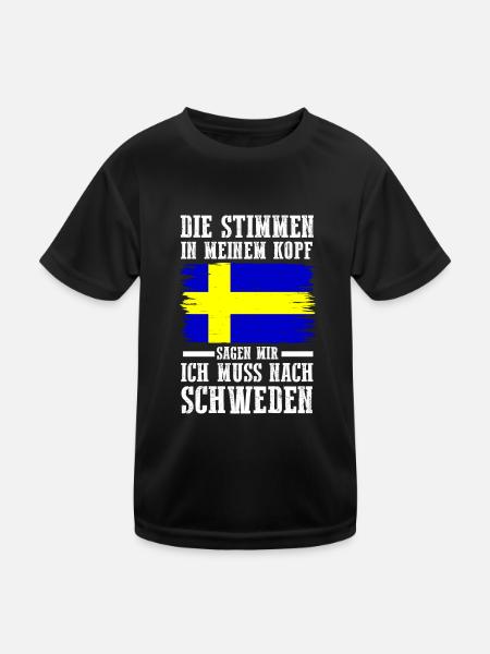 Skandinavien Schweden Schwede Schwedisch - Kinder Funktions-T-Shirt - Schwarz - Vorne