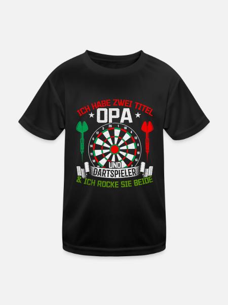 Opa Dart Spieler I Ich habe zwei Titel Opa und - Kinder Funktions-T-Shirt - Schwarz - Vorne