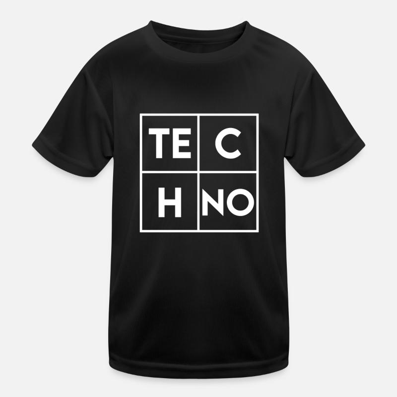 Techno - Kinder Funktions-T-Shirt - Schwarz
