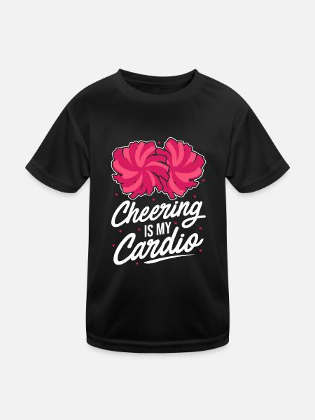 Cheering Is My Cardio Cheerleading Cheerleader Gym - Kinder Funktions-T-Shirt - Schwarz - Vorne