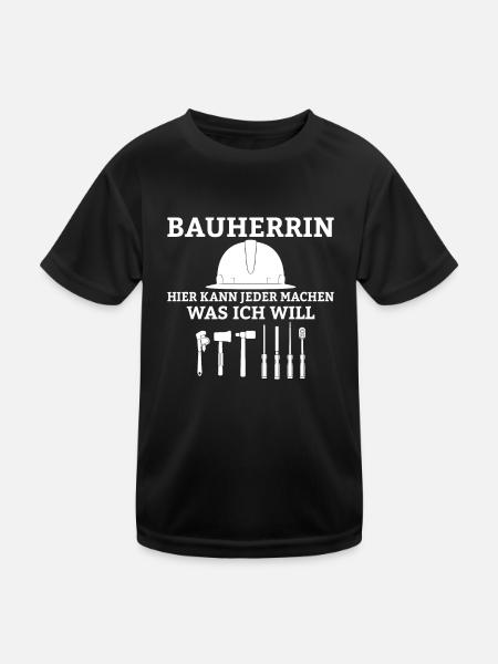 Bauherrin Traumhaus Hausbau Sprüche - Kinder Funktions-T-Shirt - Schwarz - Vorne
