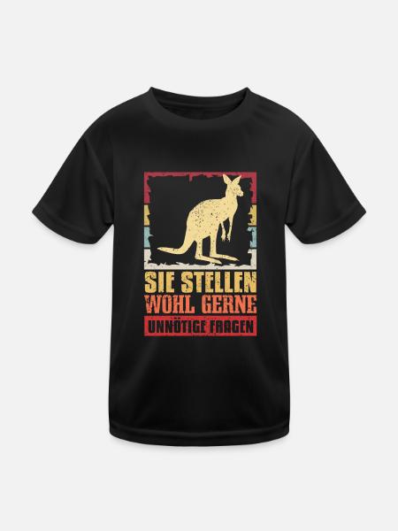 Sie Stellen Wohl Gerne Unnötige Fragen Känguru - Kinder Funktions-T-Shirt - Schwarz - Vorne