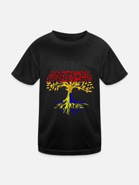 Wurzeln Baum Deutschland Schweden - Kinder Funktions-T-Shirt - Schwarz